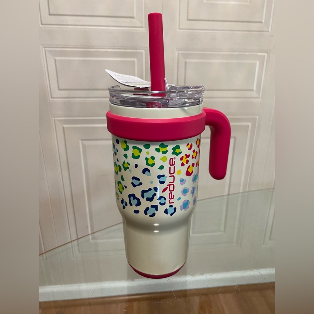 Colorful Leopard Print Tumbler with Handle